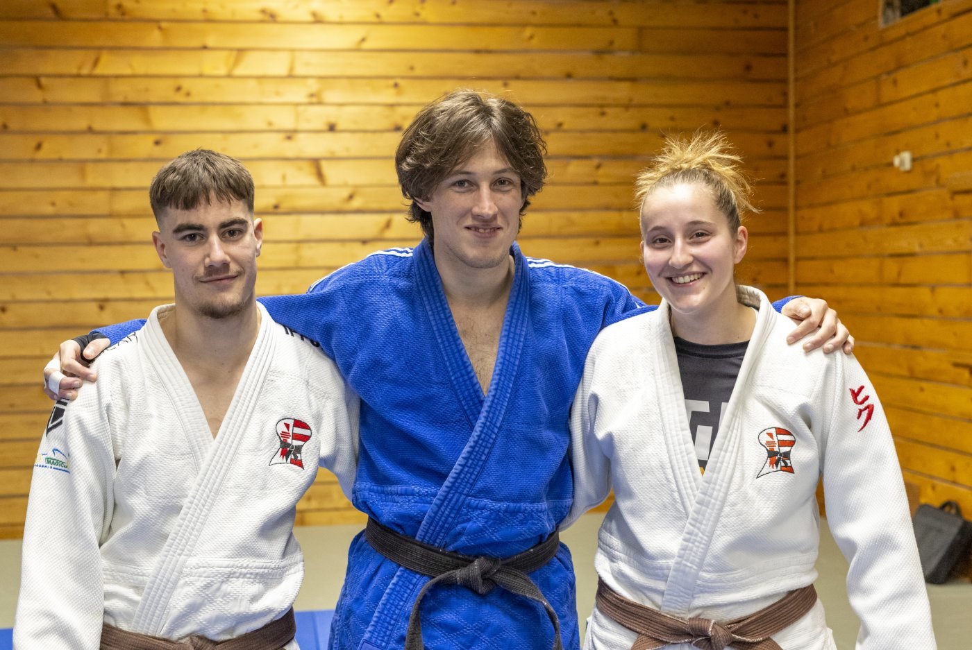 Judo-Club Delémont, le 24 novembre 2023, Présentation sélectionnés Judo Jura, de gauche à droite : Eliot Domont, Pierrik Jordan, Lara Bigler, photo Yann Béguelin