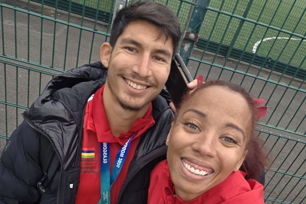 Athlétisme - Rachel Klopfenstein et son mari-coach Diego aux Jeux du Commonwealth à Glasgow, où il fait très froid, 29 juillet 2026